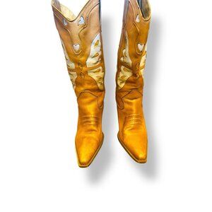 Nine West Butterfly Heart Cowboy Boots Womens Sz 7 Leather Western Riding Shoes